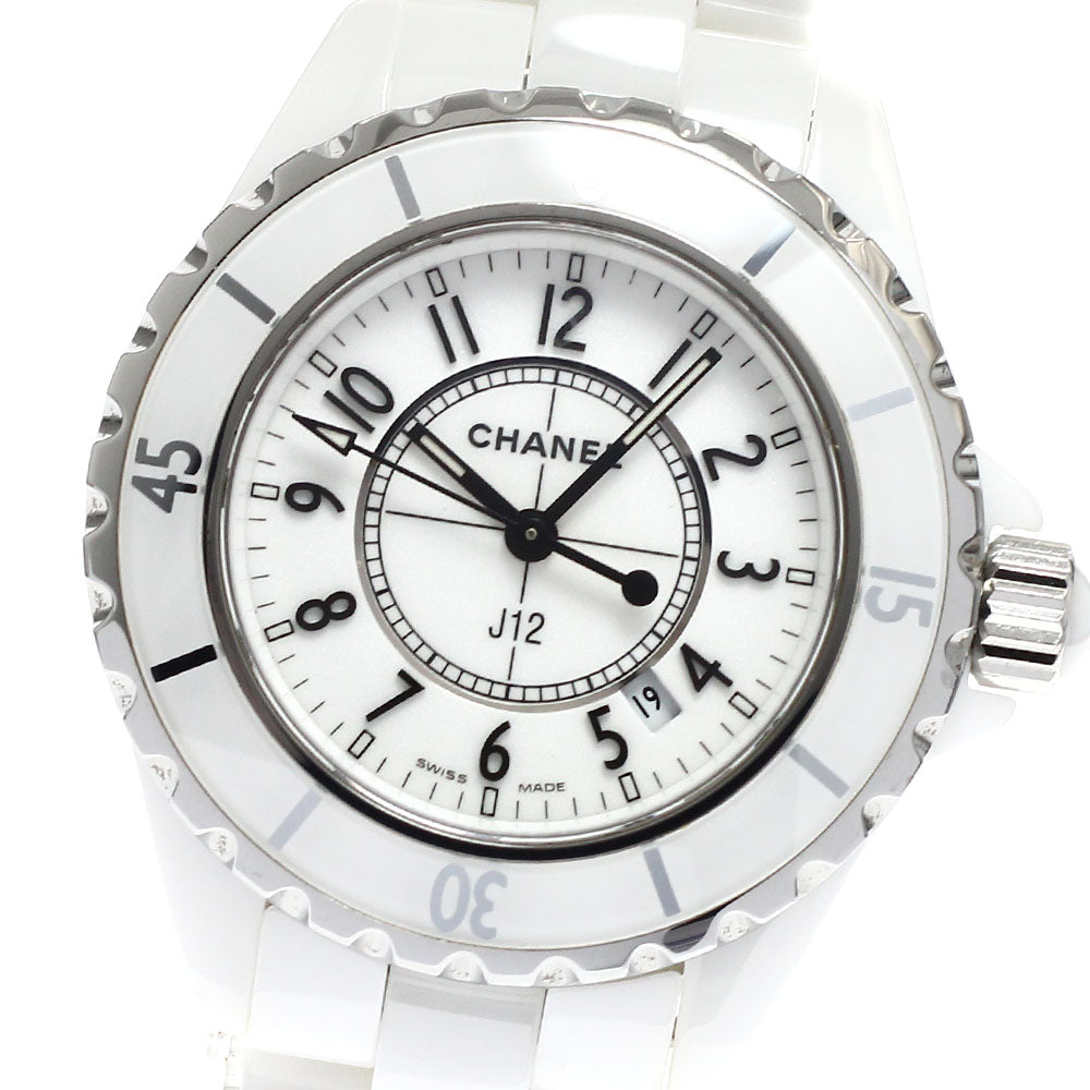 CHANEL J12 33mm H0968 White ceramic date white Dial Quartz Ladies Watch_875562