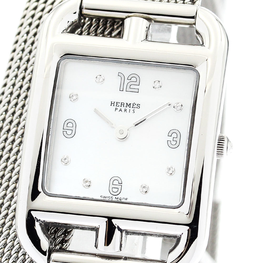 HERMES Cape Cod CC1.210a Milanese Bracelet 8P Diamond White shell Dial Quartz Ladies Watch_875568