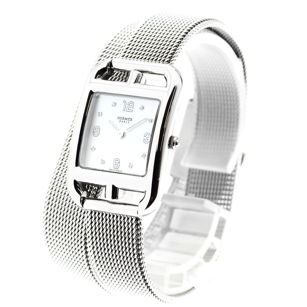 HERMES Cape Cod CC1.210a Milanese Bracelet 8P Diamond White shell Dial Quartz Ladies Watch_875568