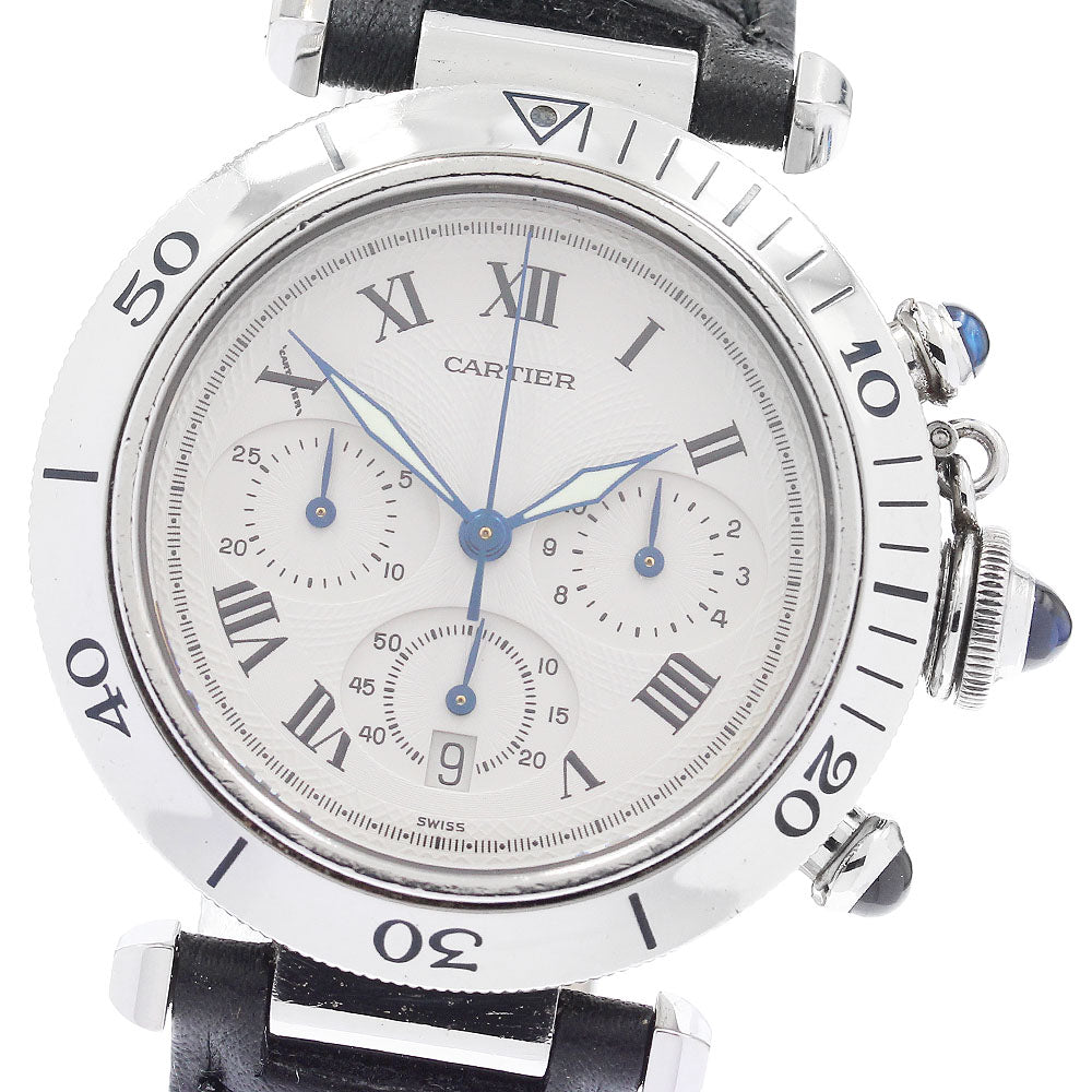 CARTIER Pasha 38 W31018H3 Chronograph Silver Dial Quartz Men's Watch_875580
