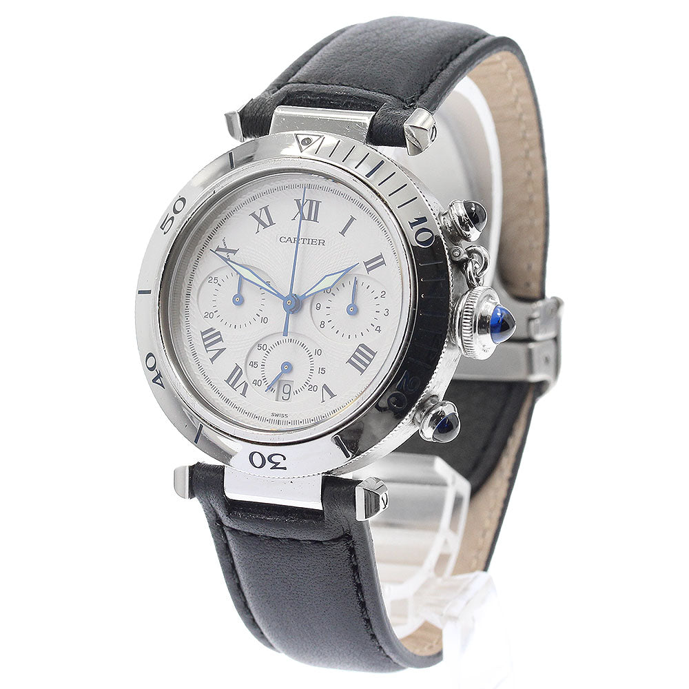 CARTIER Pasha 38 W31018H3 Chronograph Silver Dial Quartz Men's Watch_875580