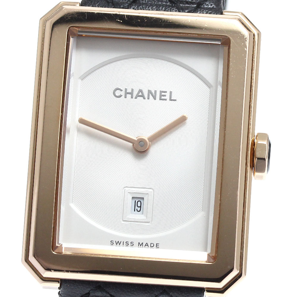 CHANEL boy friend H6588 K18PG Date Silver Dial Quartz Boy's Watch_875634