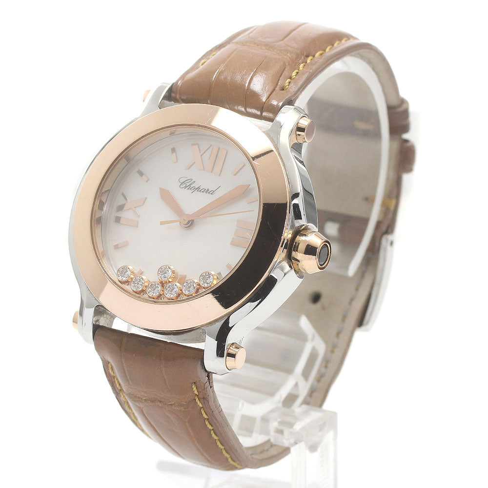Chopard Happy sports 8475 7P diamond PG bezel White shell Dial Quartz Boy's Watch_875665