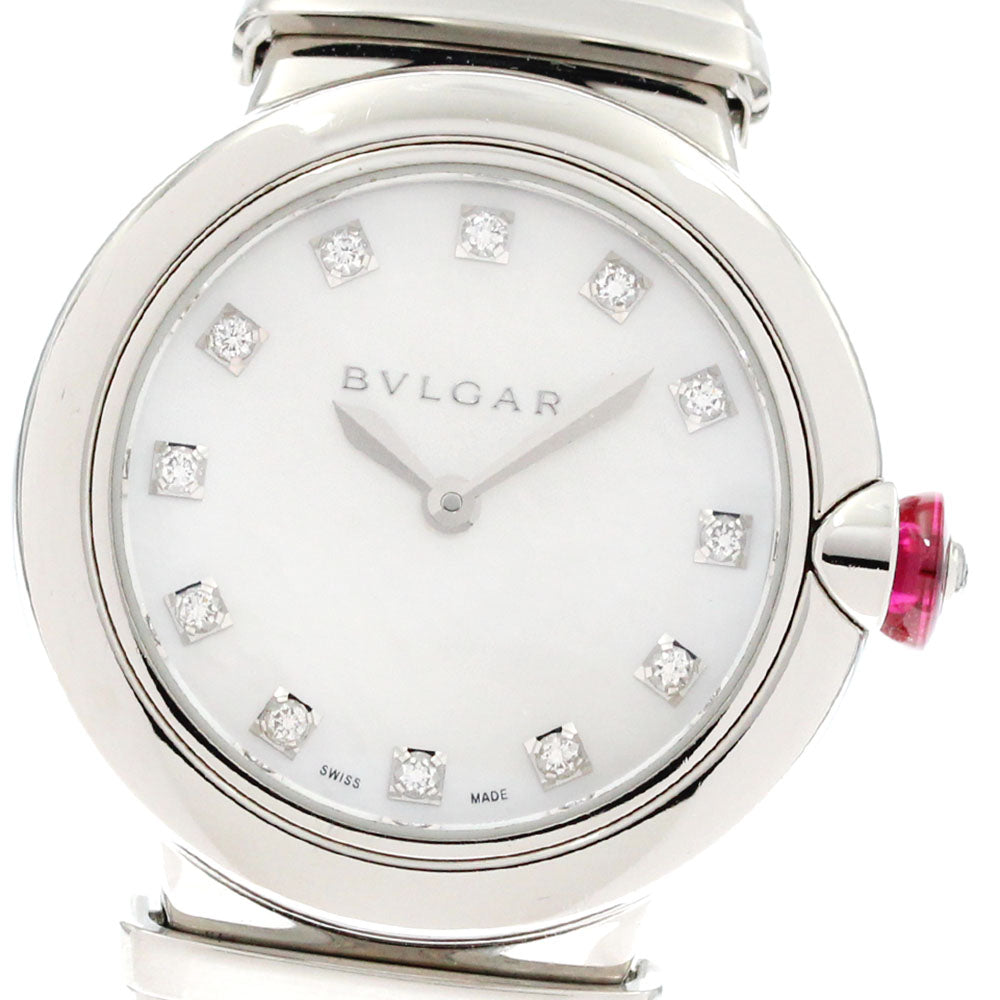 BVLGARI Le chair LU28S 12P diamond White shell Dial Quartz Ladies Watch_875670