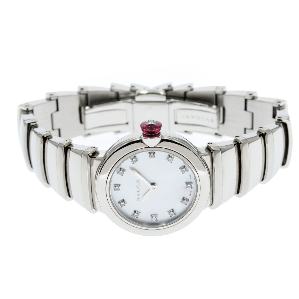 BVLGARI Le chair LU28S 12P diamond White shell Dial Quartz Ladies Watch_875670