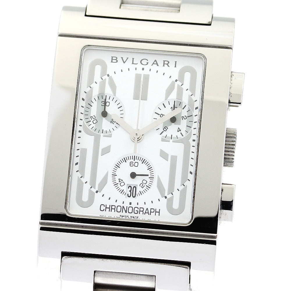 BVLGARI Rettangolo RTC49S Chronograph Date white Dial Quartz Men's Watch_875677