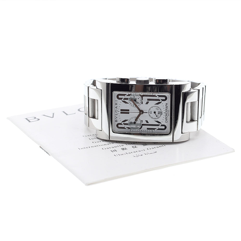 BVLGARI Rettangolo RTC49S Chronograph Date white Dial Quartz Men's Watch_875677