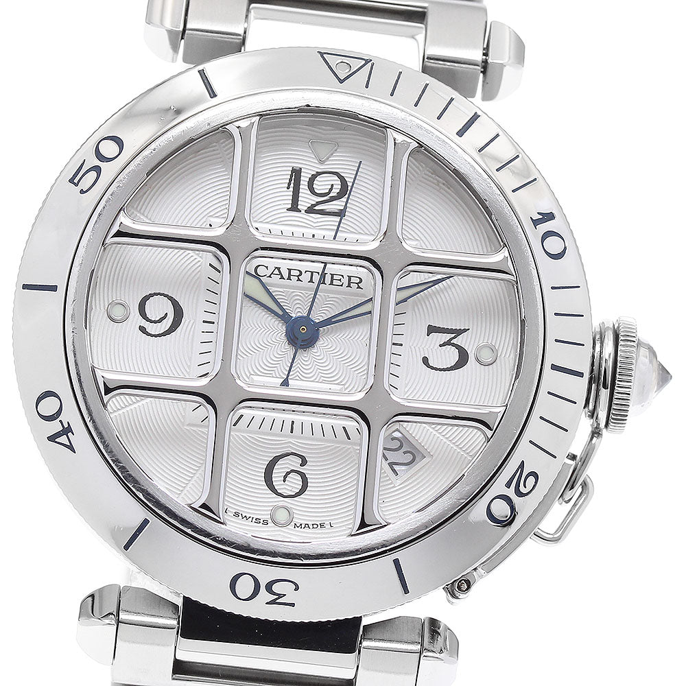 CARTIER pasha grid 38mm W31040H3 Date Silver Dial Automatic Men's Watch_875753