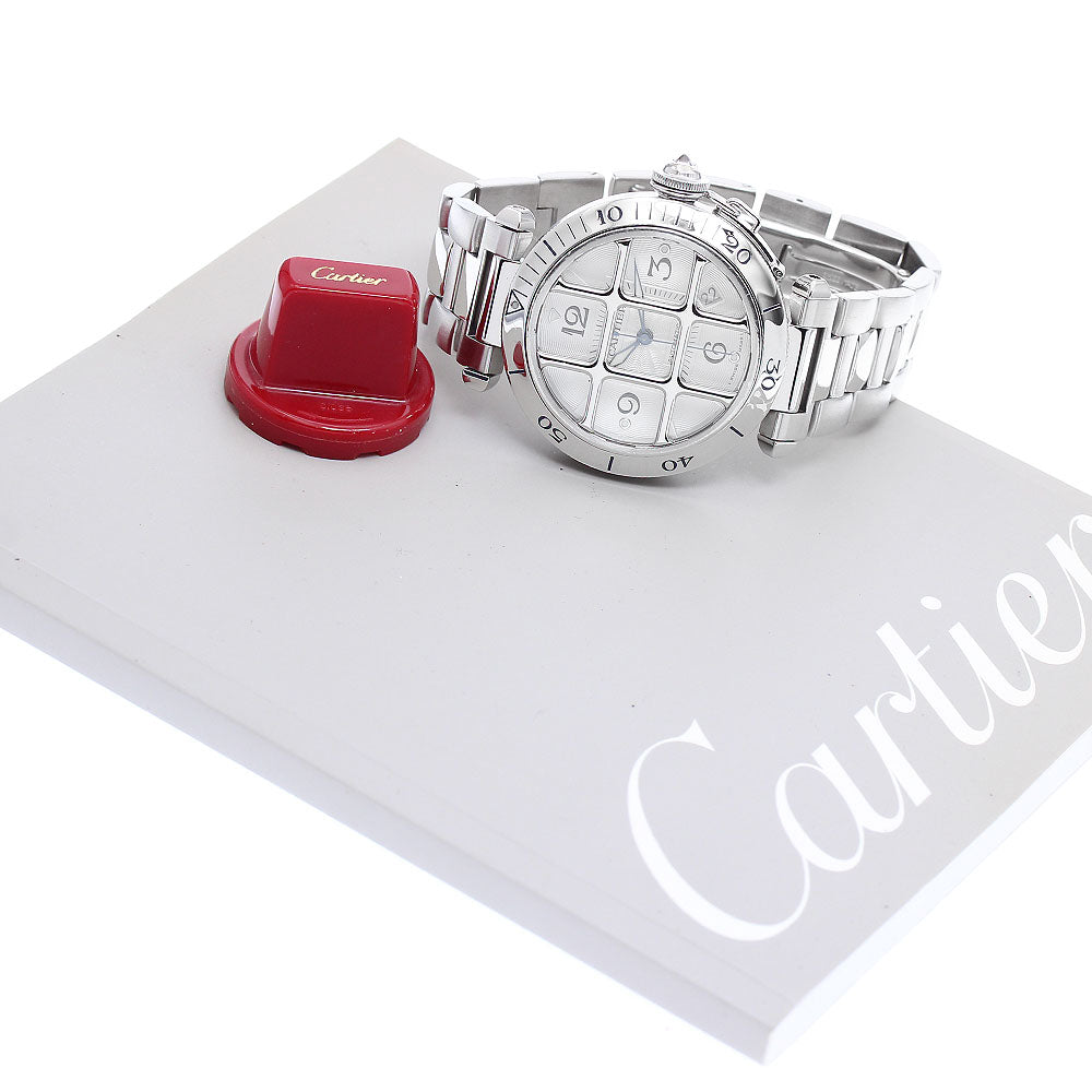 CARTIER pasha grid 38mm W31040H3 Date Silver Dial Automatic Men's Watch_875753