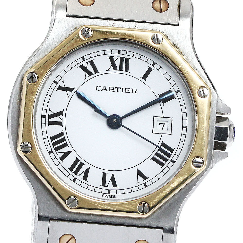 CARTIER Santos Octagon LM Date 2 tone white Dial Automatic Men's Watch_875754