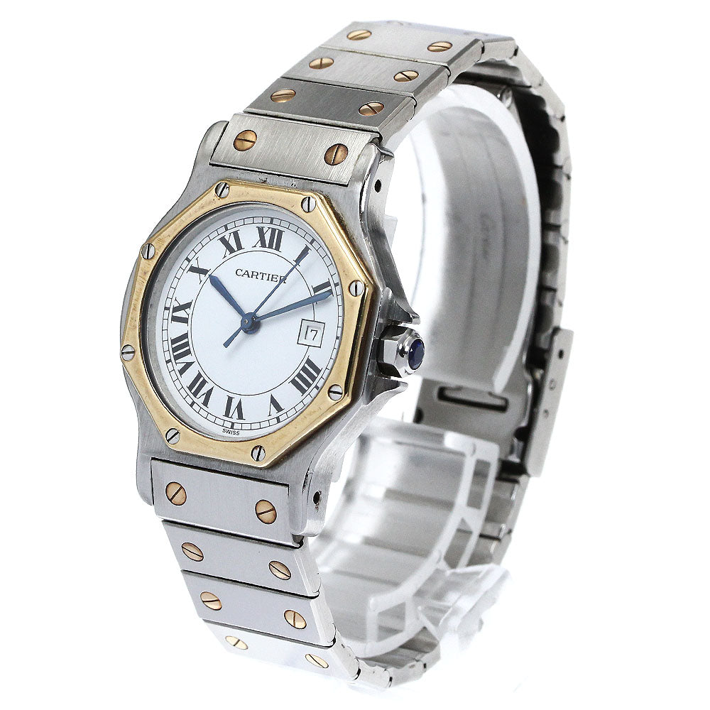 CARTIER Santos Octagon LM Date 2 tone white Dial Automatic Men's Watch_875754