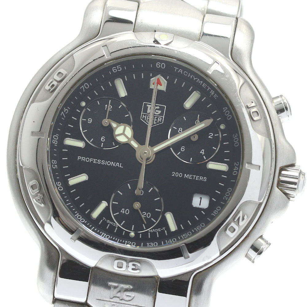 TAG HEUER 6000 series CH1113-0 Chronograph Date Black Dial Quartz Men's_875765