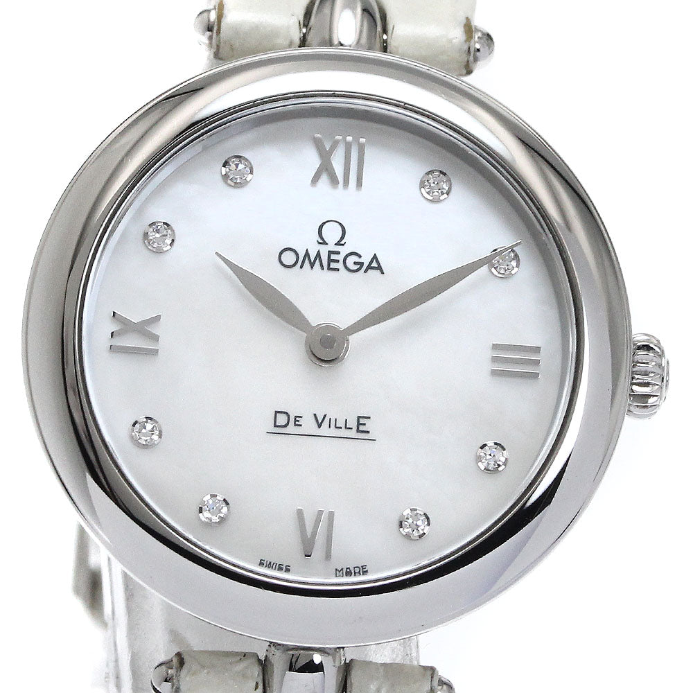 OMEGA De Ville Prestige Dewdrop 424.13.27.60.55.001 8P diamond White shell Dial Quartz Ladies Watch_875803