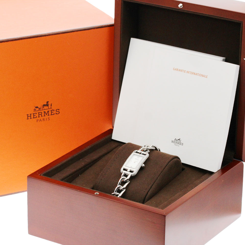 HERMES Nantucket NA2.130 Diamond Bezel White shell Dial Quartz Ladies_875923