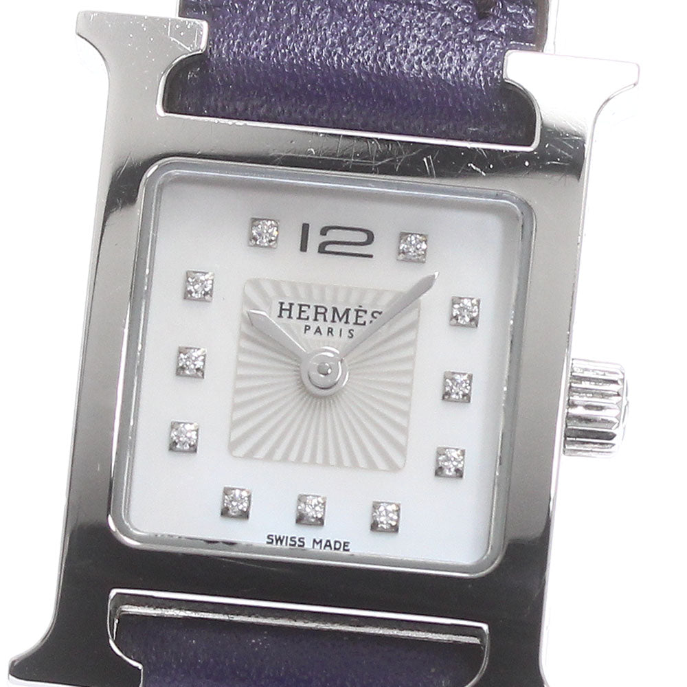 HERMES H watch mini HH1.110 Index diamond White shell Dial Quartz Ladies Watch_875960