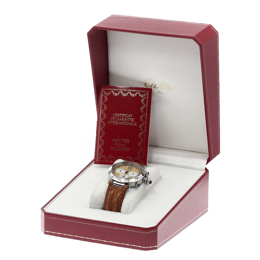 CARTIER Pasha 1.5 " W3100355 Chronograph Beige / white Dial Quartz Men's Watch_876050