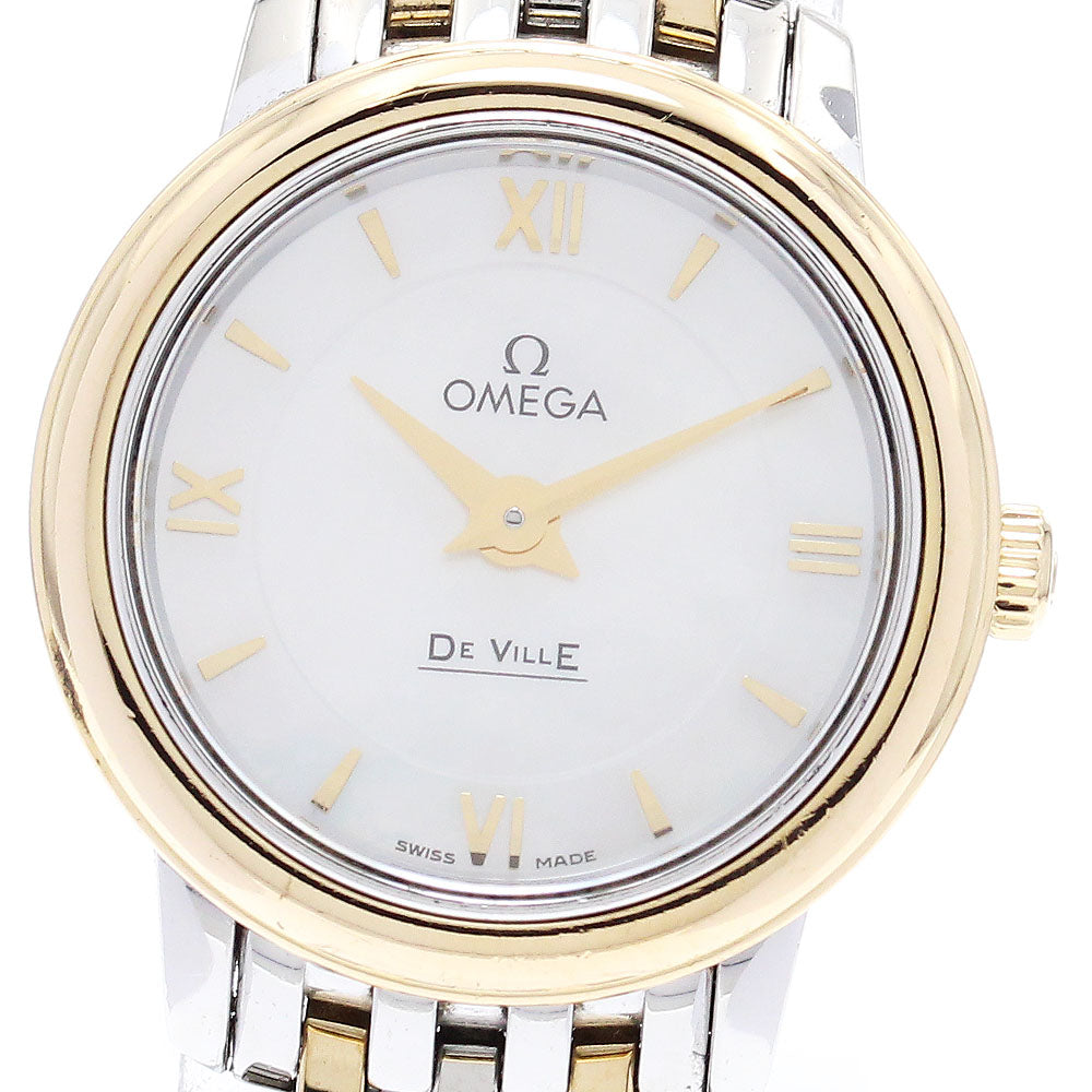 OMEGA De Ville Prestige 424.20.27.60.05.001 YG2 tone White shell Dial Quartz Ladies Watch_876060