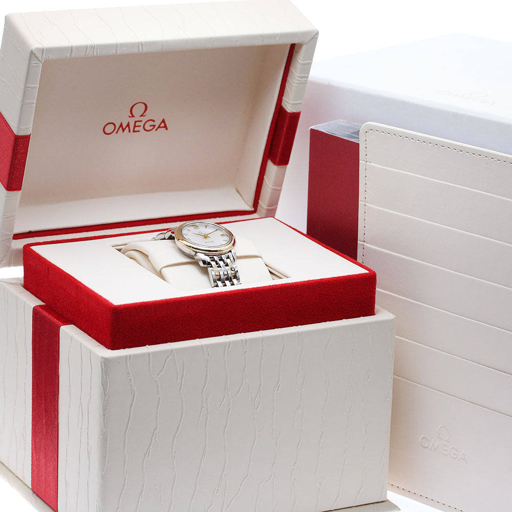 OMEGA De Ville Prestige 424.20.27.60.05.001 YG2 tone White shell Dial Quartz Ladies Watch_876060