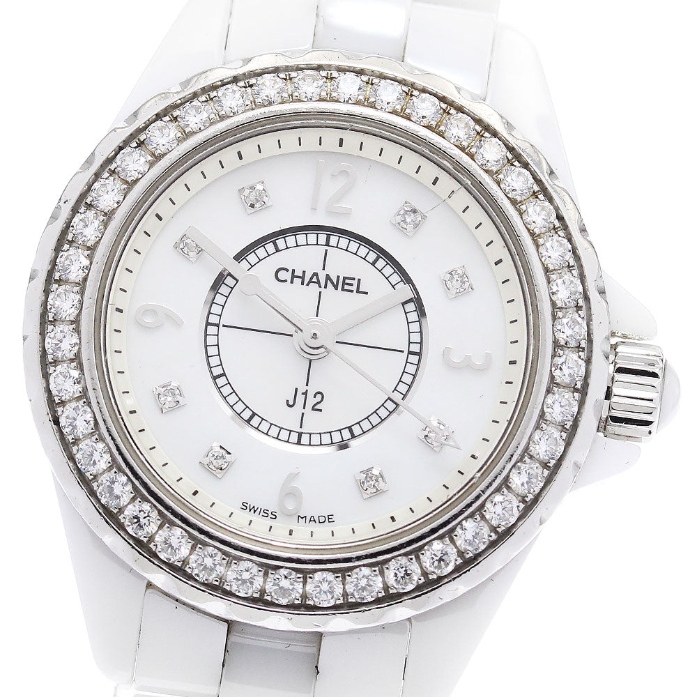 CHANEL J12 H2572 White ceramic diamond bezel 8P diamond White shell Dial Quartz Ladies Watch_876075