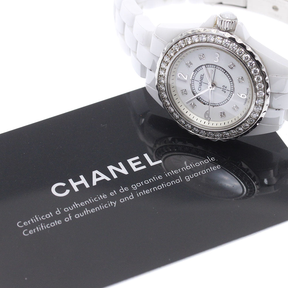 CHANEL J12 H2572 White ceramic diamond bezel 8P diamond White shell Dial Quartz Ladies Watch_876075