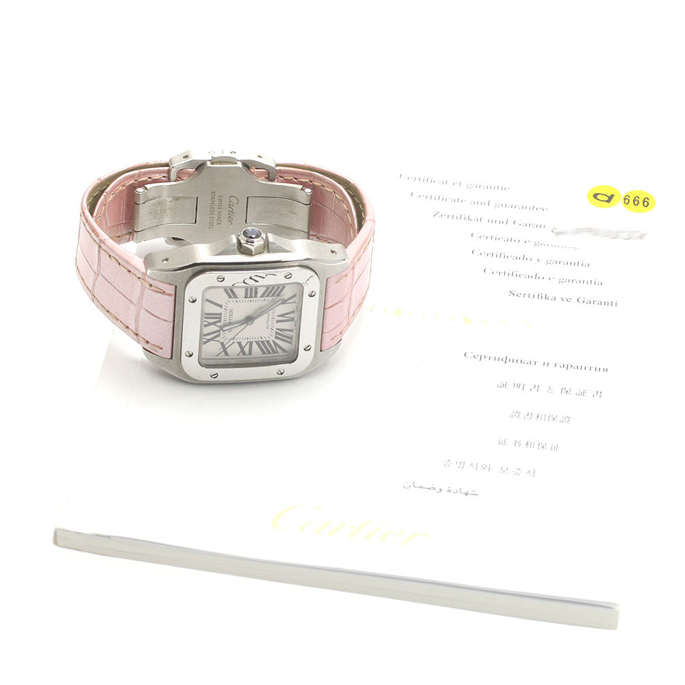 CARTIER Santos 100 W20126X8 Silver Dial Automatic Boy's Watch_876083