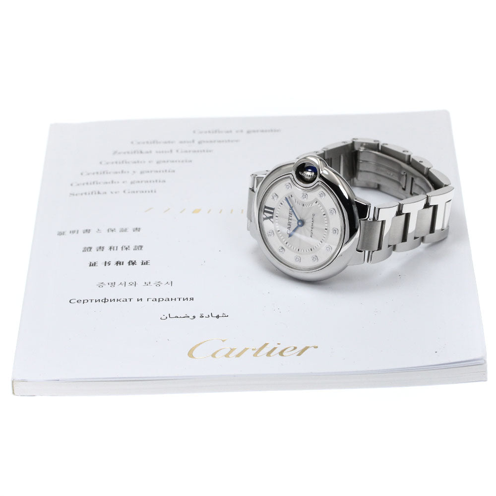 CARTIER Baron Blue 33mm WE902074 11P diamond Automatic Ladies Watch_876084