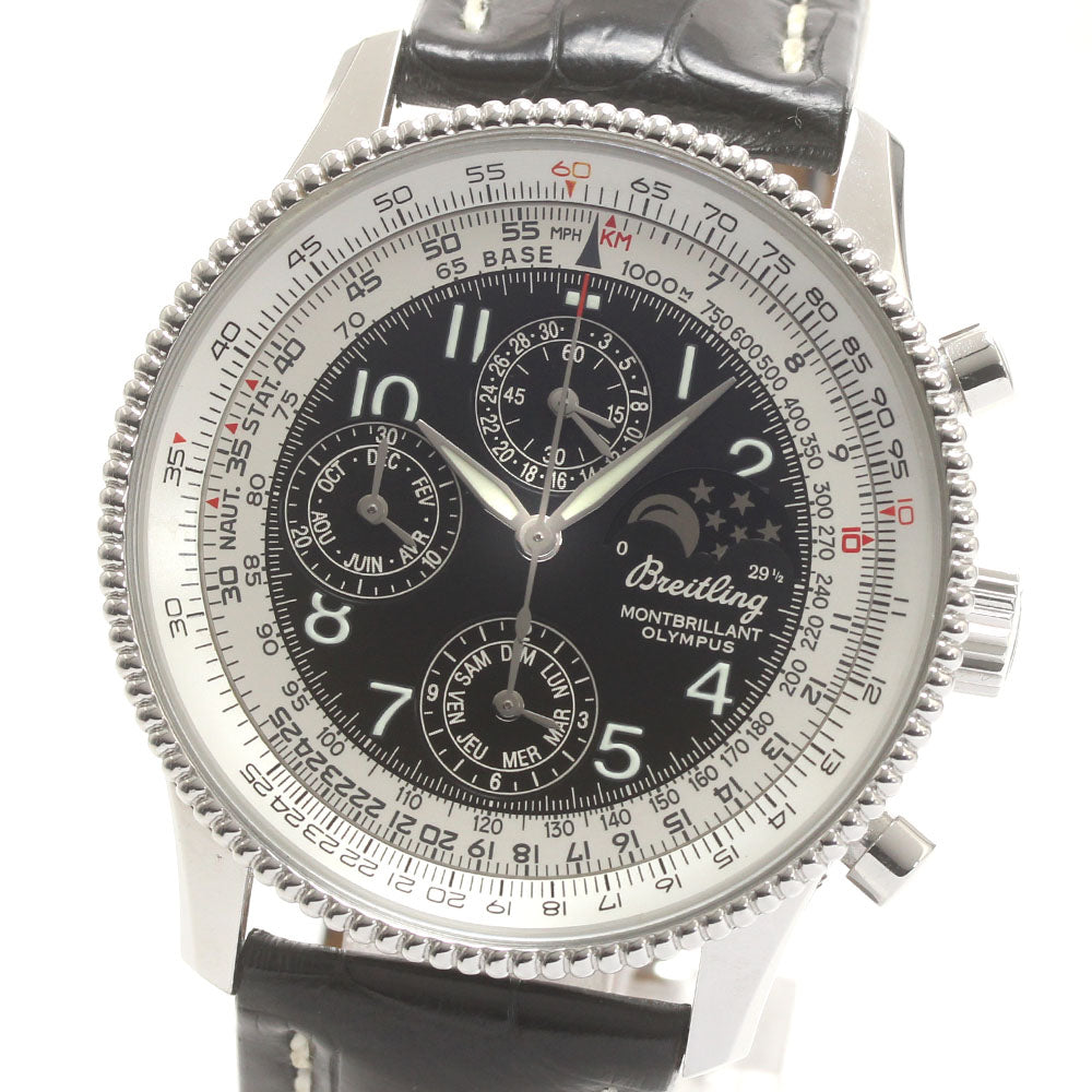BREITLING Navitimer Montbrillant Olympus A19350 Moon phase chronograph black Dial Automatic Men's Watch_876121
