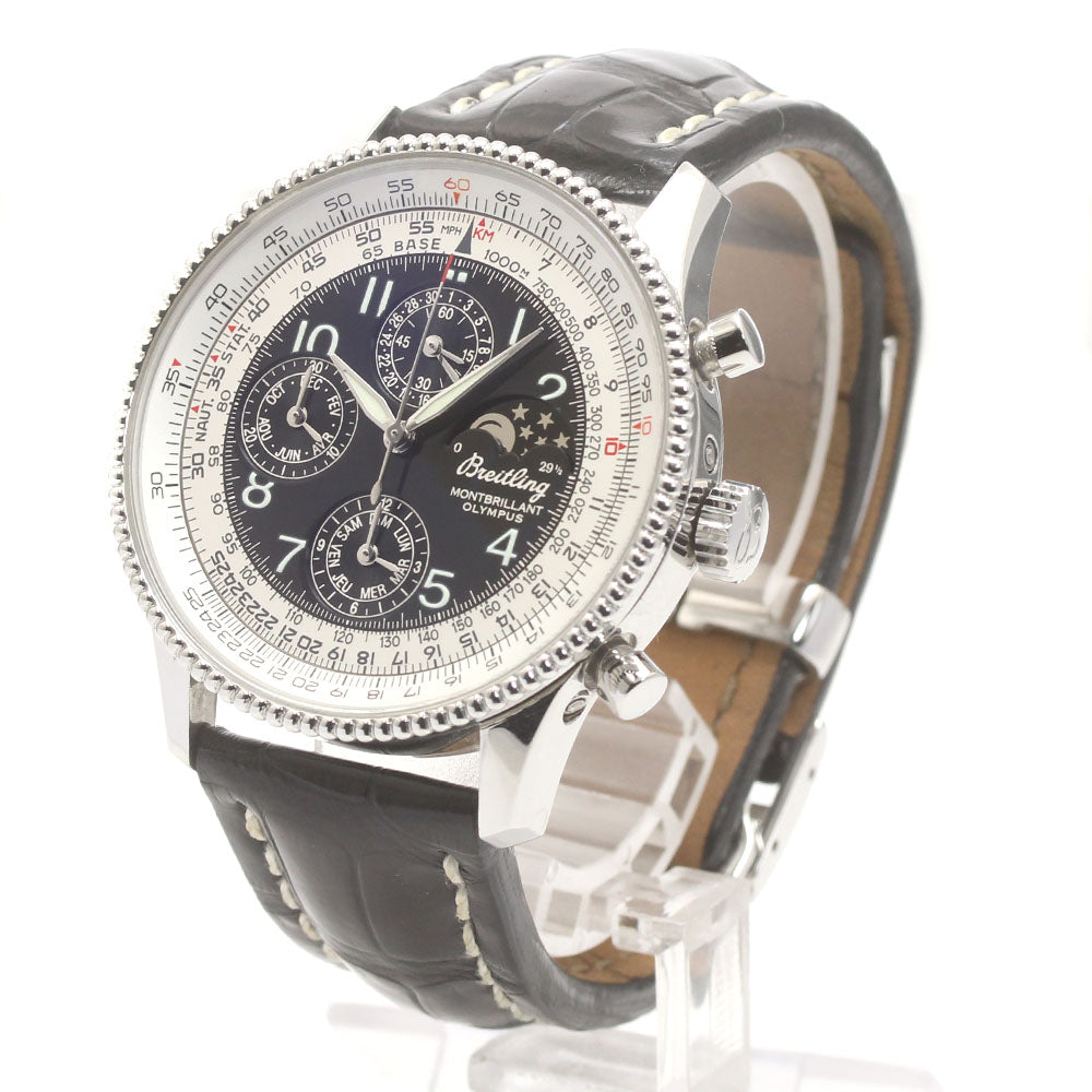 BREITLING Navitimer Montbrillant Olympus A19350 Moon phase chronograph black Dial Automatic Men's Watch_876121