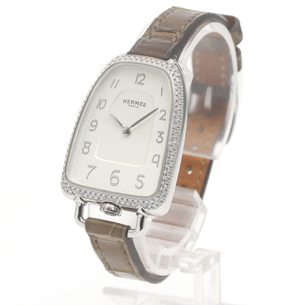 HERMES Gallop de Hermes GA1.230 Diamond Bezel Silver Dial Quartz Ladies Watch_876135