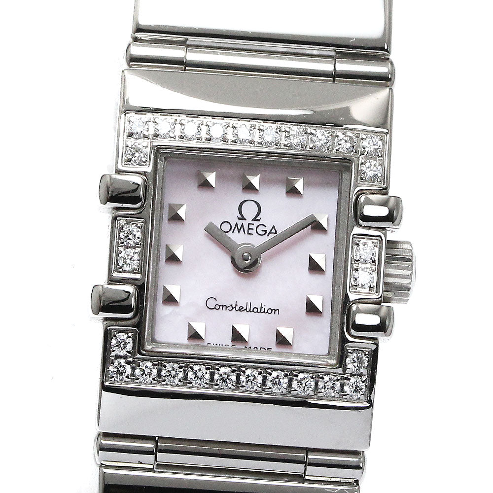 OMEGA Constellation Carre Quadra 1537.73 Diamond Bezel Pink shell Dial Quartz Ladies Watch_876154
