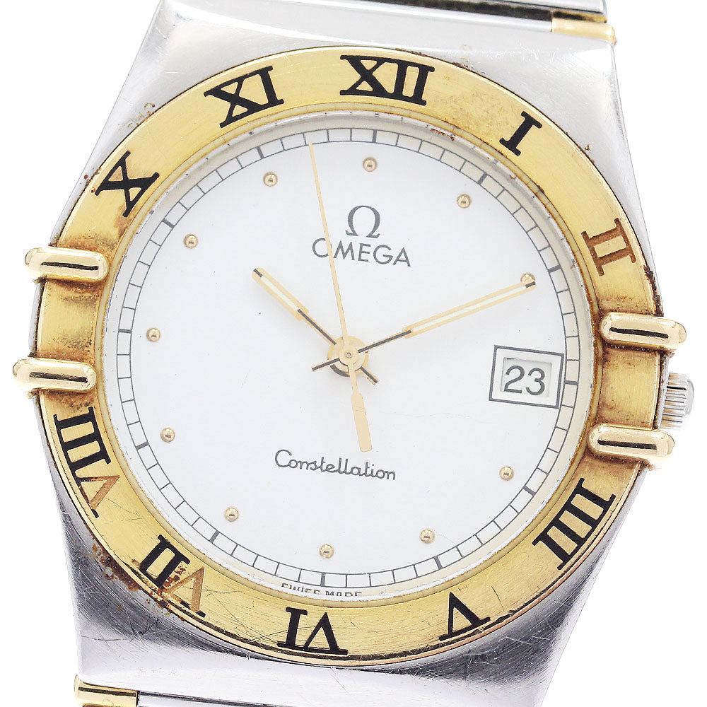 OMEGA Constellation YG bezel harf bar date white Dial Quartz Men's Watch_876265