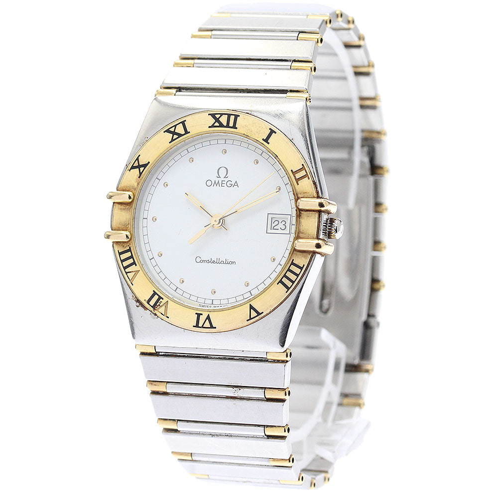 OMEGA Constellation YG bezel harf bar date white Dial Quartz Men's Watch_876265
