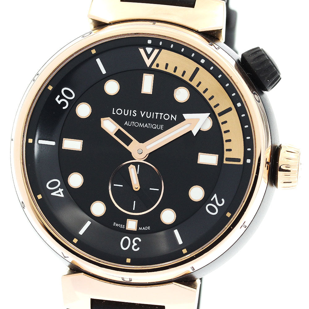 LOUIS VUITTON Tambour Street Diver QA123 K18PG small second AT Men's_876400