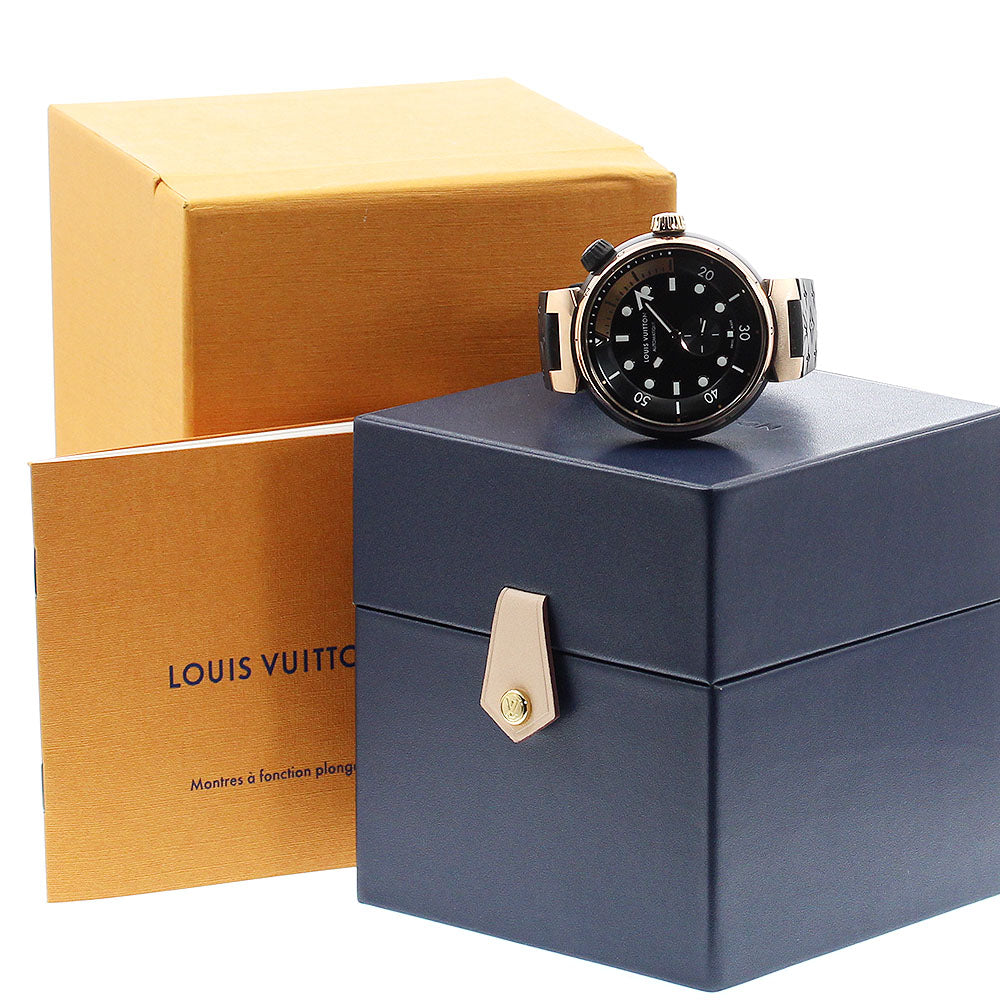 LOUIS VUITTON Tambour Street Diver QA123 K18PG small second AT Men's_876400