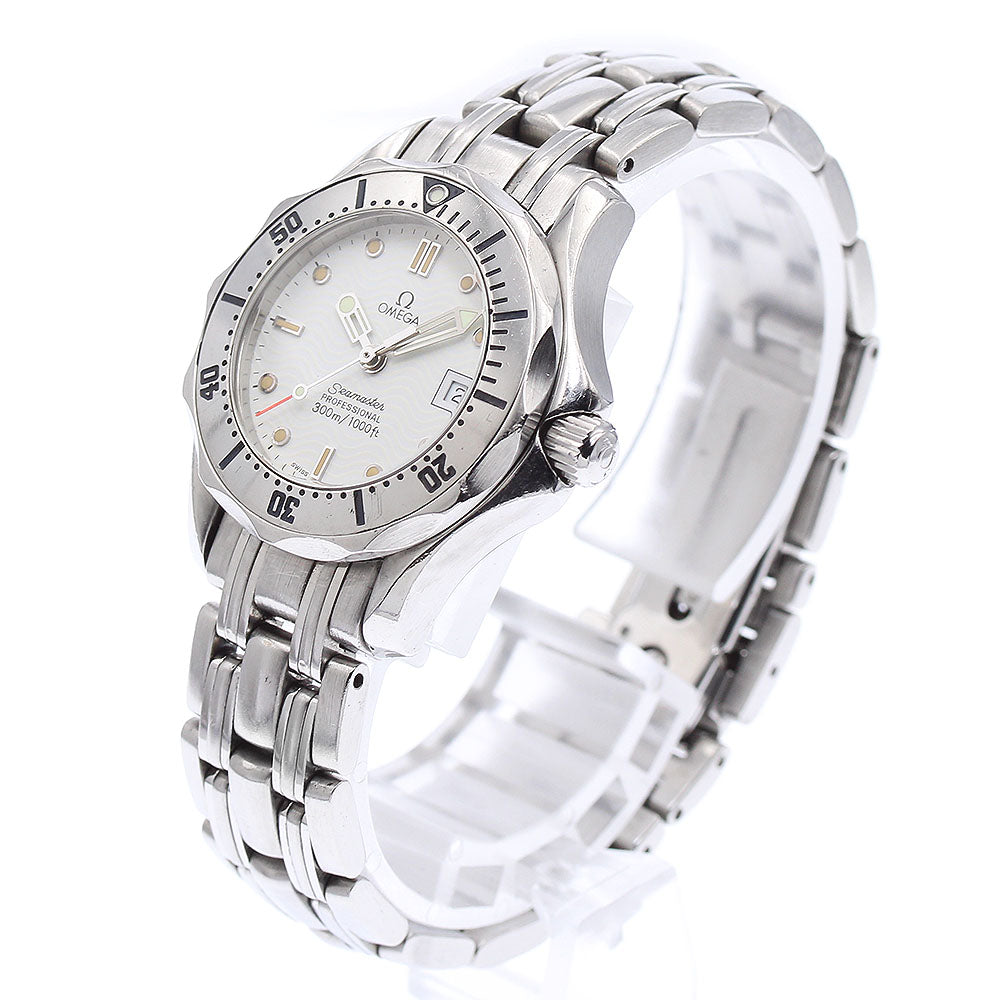 OMEGA Seamaster300 2582.20 Date white Dial Quartz Ladies Watch_876486