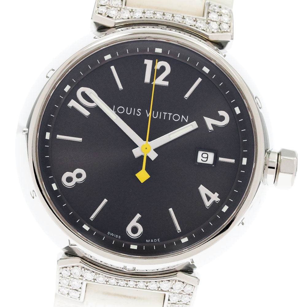 LOUIS VUITTON Tambour Q1111 Date after diamond Brown Dial Quartz Men's Watch_876532