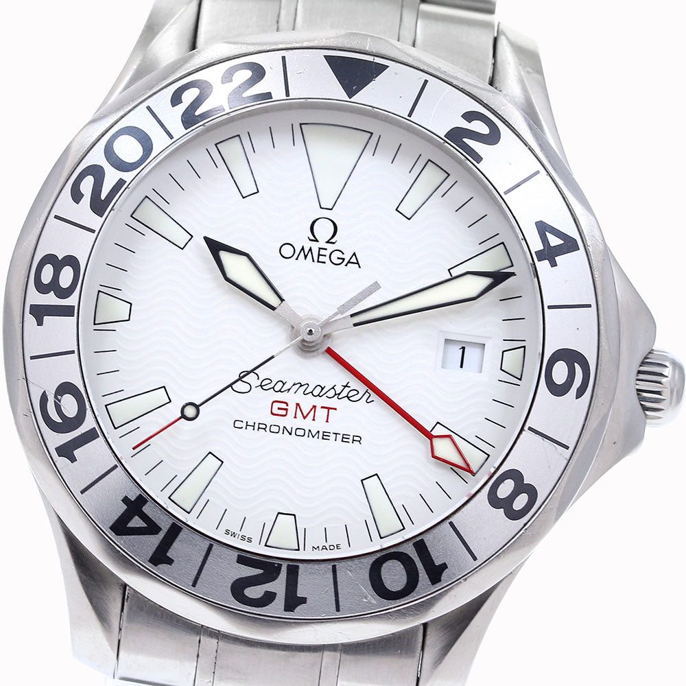 OMEGA Seamaster300 2538.20 GMT date white Dial Automatic Men's Watch_876538