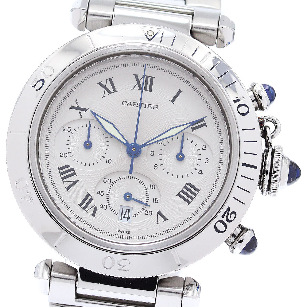CARTIER Pasha 38 W31018H3 Chronograph Silver Dial Quartz Men's Watch_876608