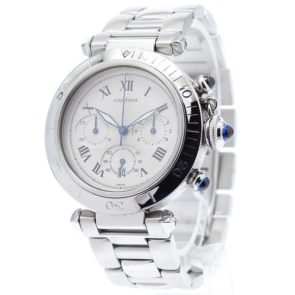 CARTIER Pasha 38 W31018H3 Chronograph Silver Dial Quartz Men's Watch_876608
