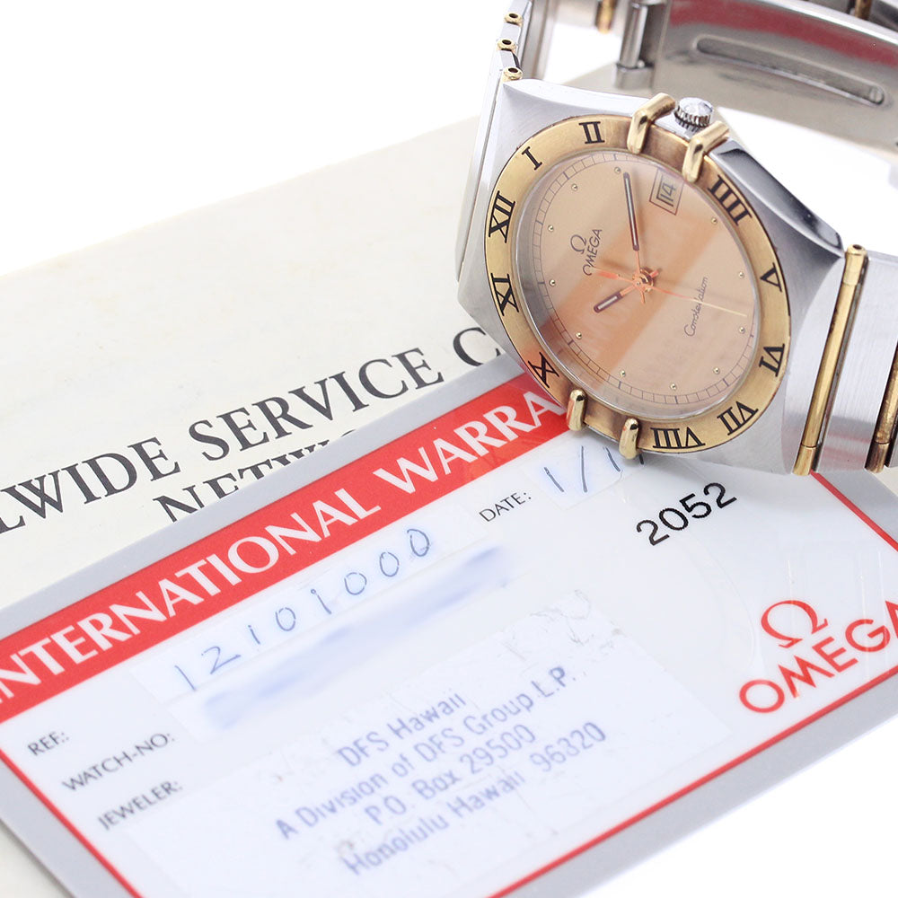 OMEGA Constellation 1210.10 YG bezel Full bar Gold Dial Quartz Men's_876744