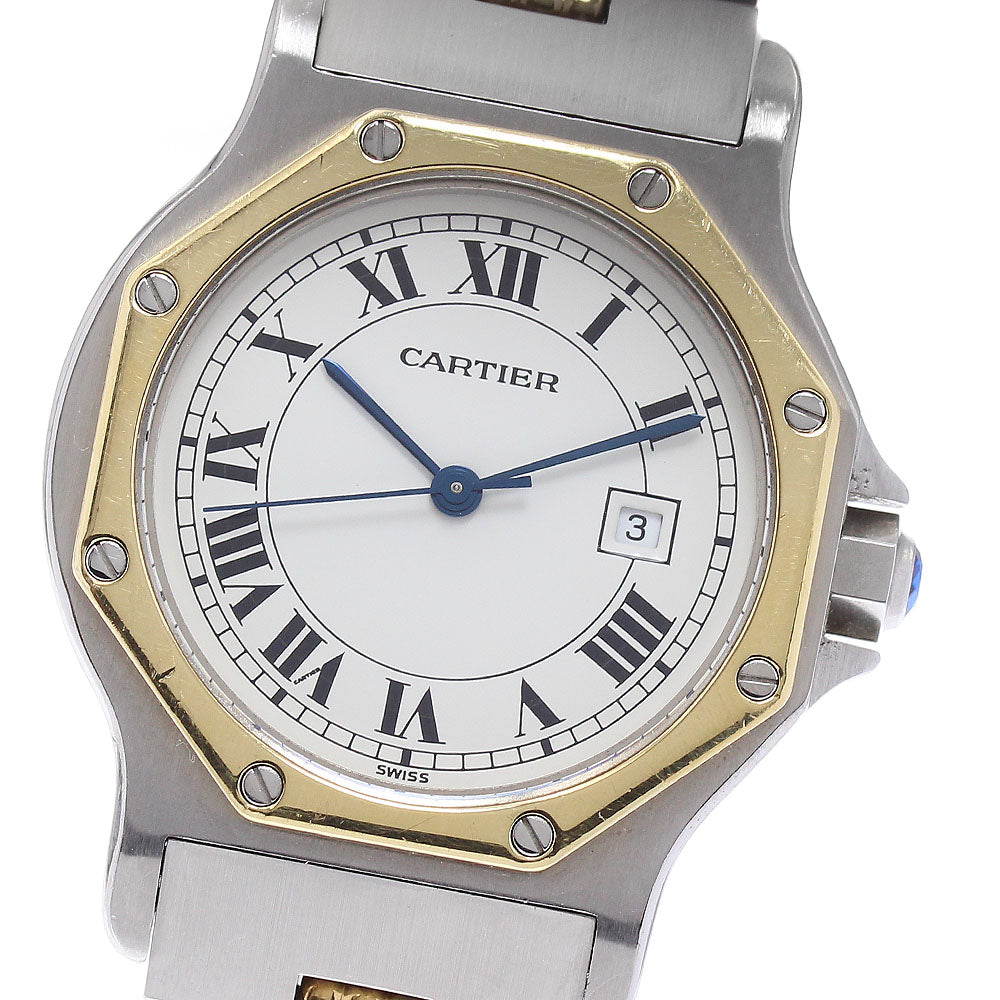 CARTIER Santos Octagon LM YG Bezel Date Gadron Bracelet Automatic Men's_876992