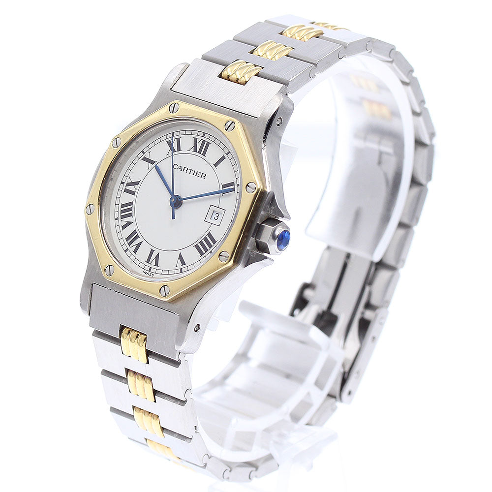 CARTIER Santos Octagon LM YG Bezel Date Gadron Bracelet Automatic Men's_876992