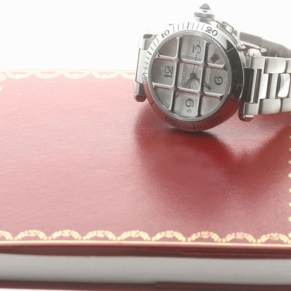 CARTIER Pasha 38 Grid W3104055 Date back skeleton Automatic Men's Watch_876997