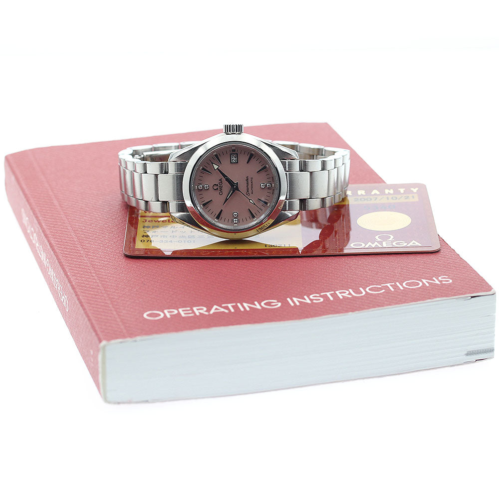 OMEGA Seamaster Aqua Terra 2573.71 6P diamond Pink shell Dial Automatic Ladies Watch_877003