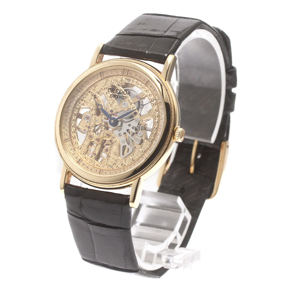 SEIKO CREDOR SIGNO 6899-0010/GBBD998 18K Yellow Gold Skeleton / Gold Dial Hand Winding Men's Watch_877122