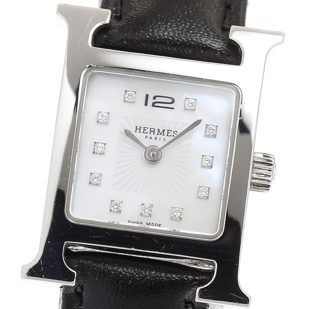 HERMES H watch mini HH1.110 Index diamond White shell Dial Quartz Ladies Watch_877129