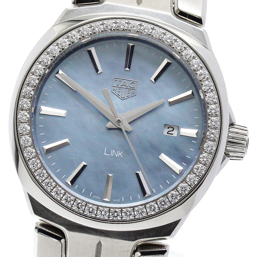 TAG HEUER Link WBC1315 Diamond Bezel Blue shell Dial Quartz Ladies Watch_877187