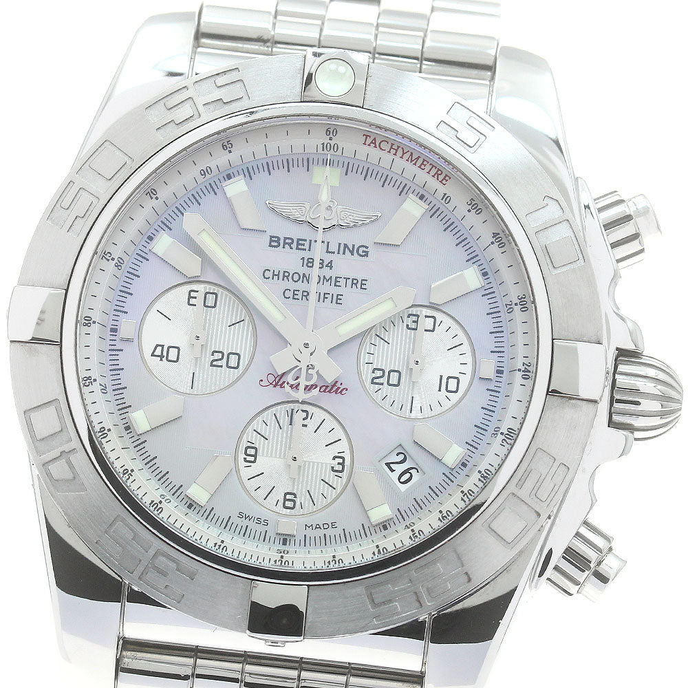 BREITLING Chronomat 44 AB0110 Date White shell Dial Automatic Men's Watch_877197