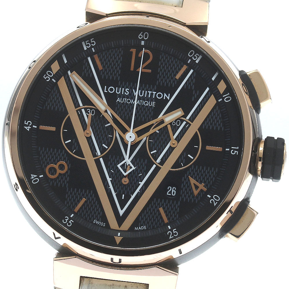 LOUIS VUITTON Tambour QA165 Chronograph Black / pink gold Dial Automatic Men's Watch_877215