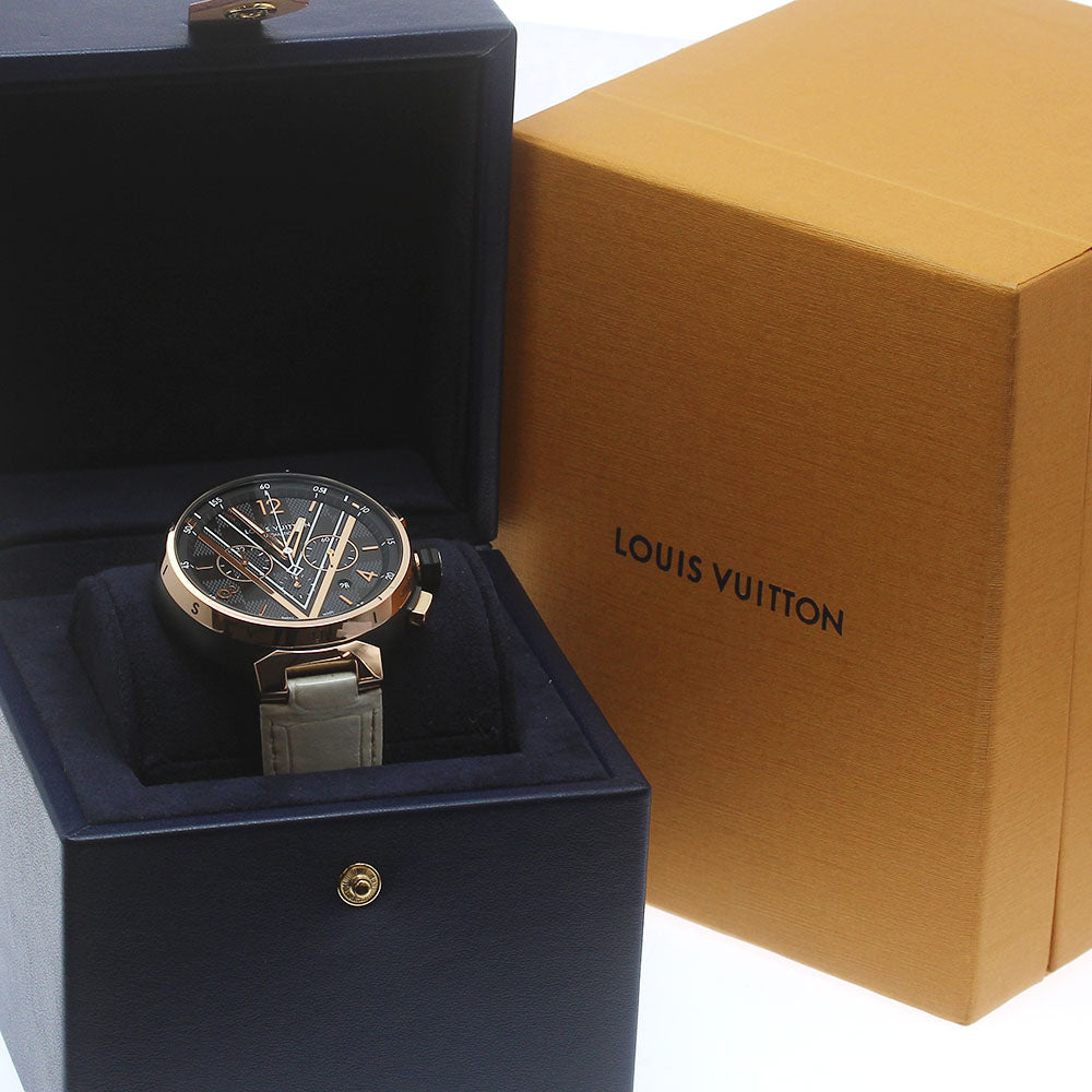 LOUIS VUITTON Tambour QA165 Chronograph Black / pink gold Dial Automatic Men's Watch_877215